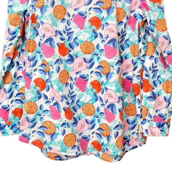 J McLaughlin Shirt Womens Large Button Up Lois‎ Callery Fruits Resort Vacation - Picture 8 of 11